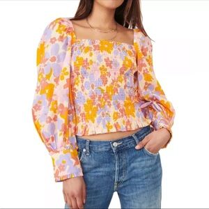 Free people smocked floral top size medium